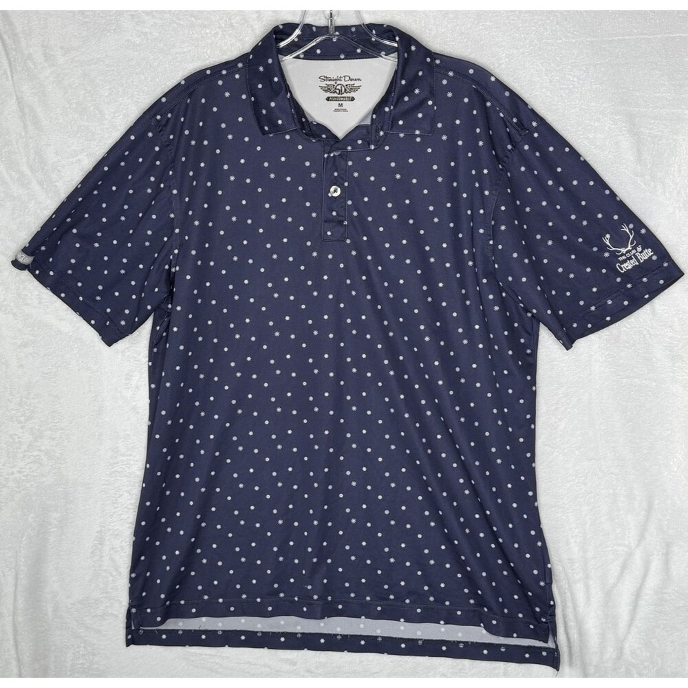 Straight Down Crested Butte Embroidered Mens M Golf Polo Shirt Snowflakes *SNAG
